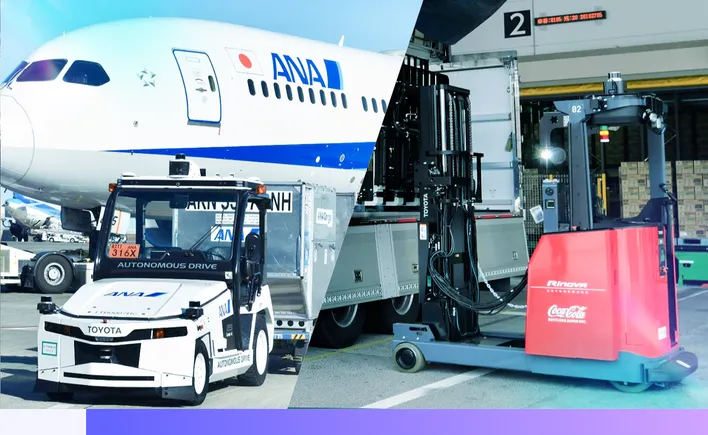 自動運転フォークリフトが稼働する物流現場